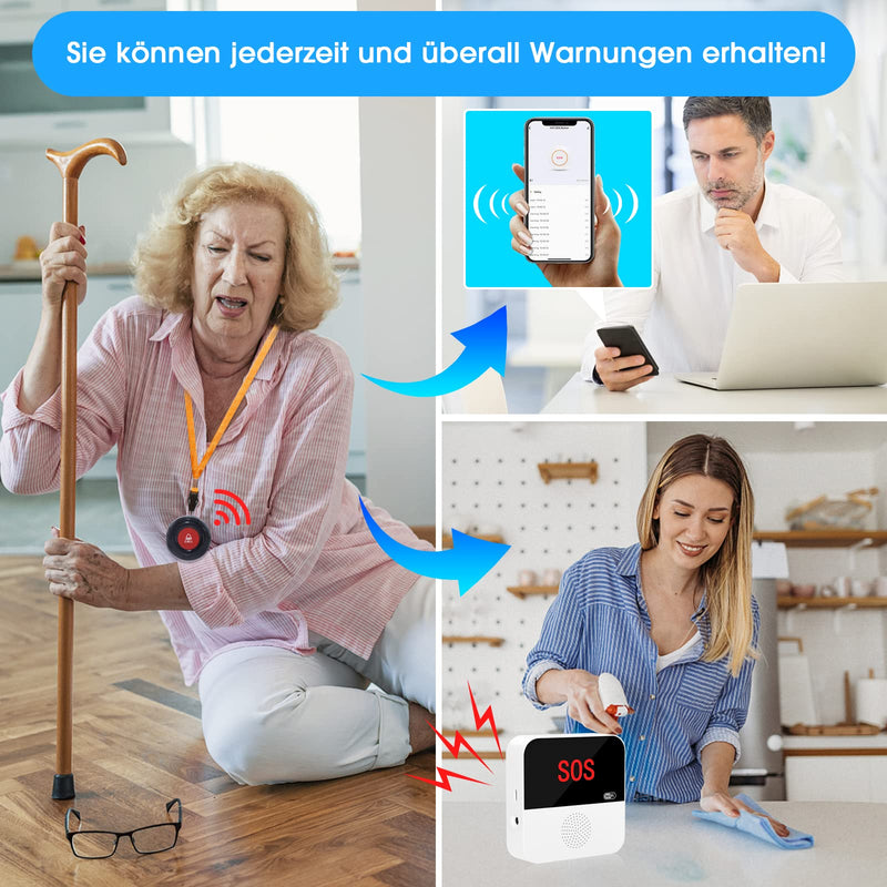 Chunhee Wifi Emergency Call Button For Seniors Emergency Bracelet Emergency Alert System For Seniors Patients Disabled Elderly 1 Emergency Call Button 1 Emergency Call Bracelet 1 Receiver (Only Supports 2.4Ghz Wi-Fi) - NewNest Australia