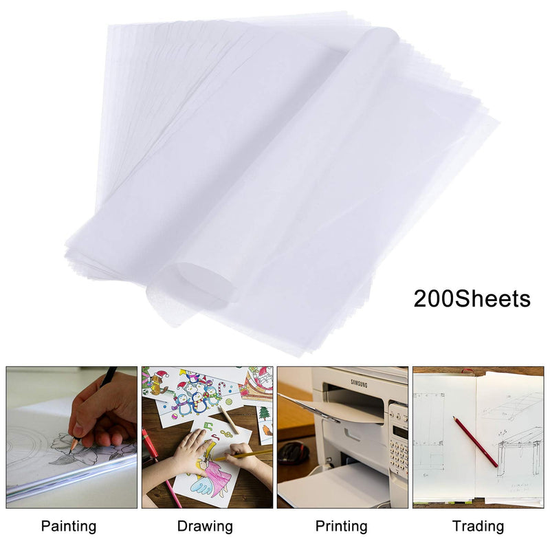 200 Sheets White Translucent Tracing Paper Drafting Vellum Paper Sketching Art Tracing Paper for Sketching Printing Tracing Comic Drawing Animation - NewNest Australia