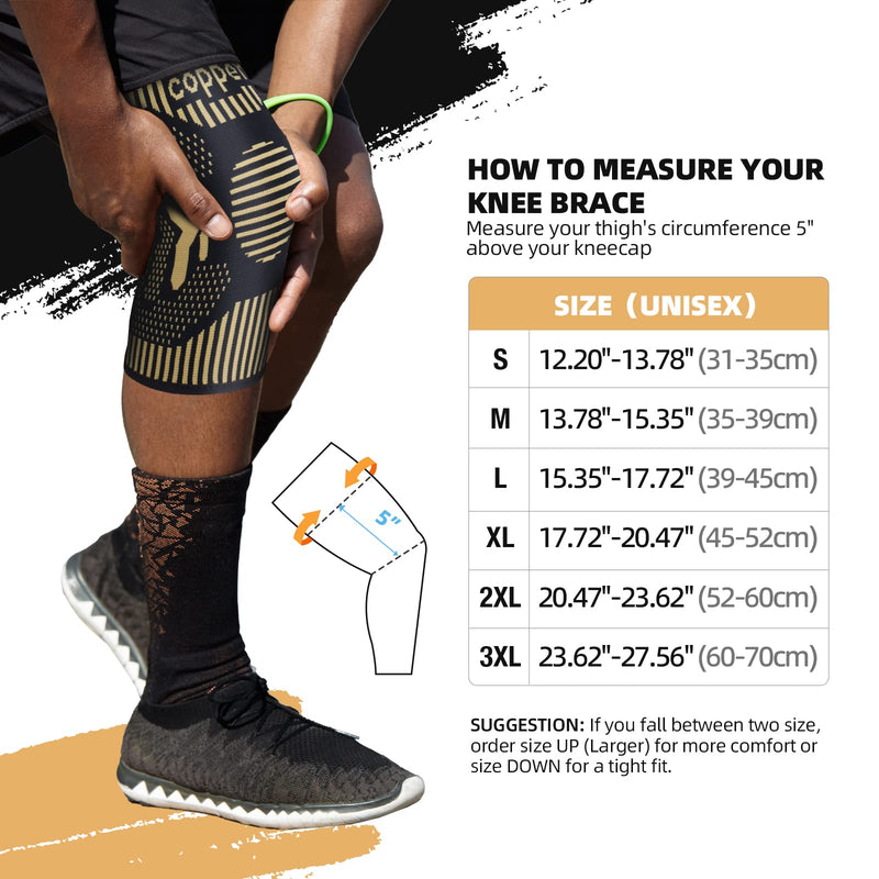 2 Pack Copper Knee Support for Women/Men - Knee Brace Compression Sleeve, Best Knee Sleeves Supports for Arthritis, Meniscus Tear, Knee Joint Pain, MCL, ACL, Running, Sports XL Copper (Pack of 2) - NewNest Australia