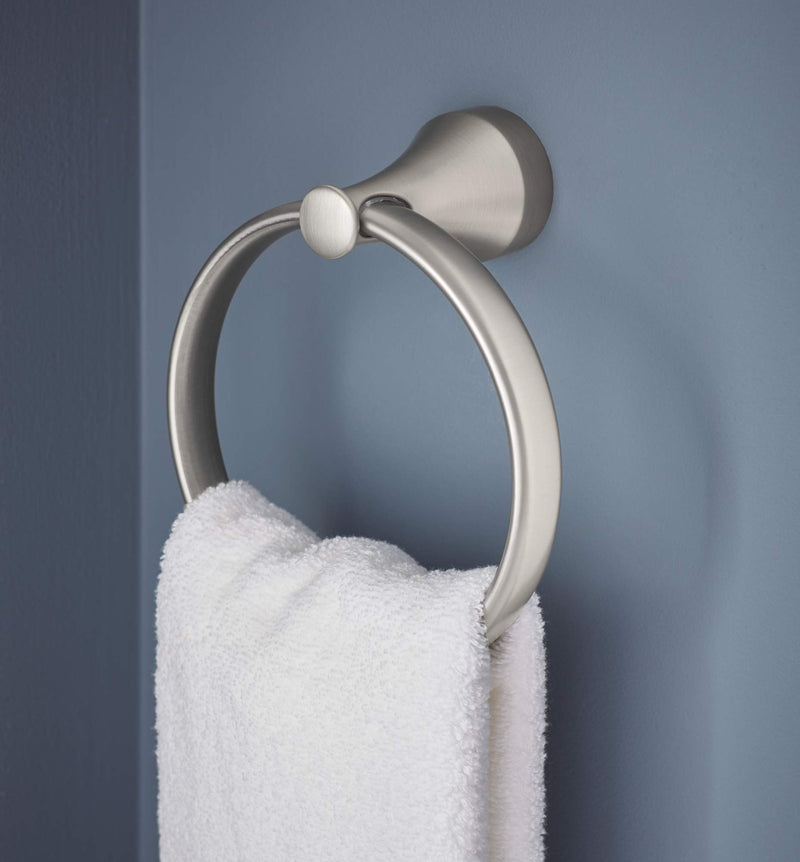 Moen MY6286BN Hamden Collection Bathroom Hand Towel Ring, Brushed Nickel - NewNest Australia