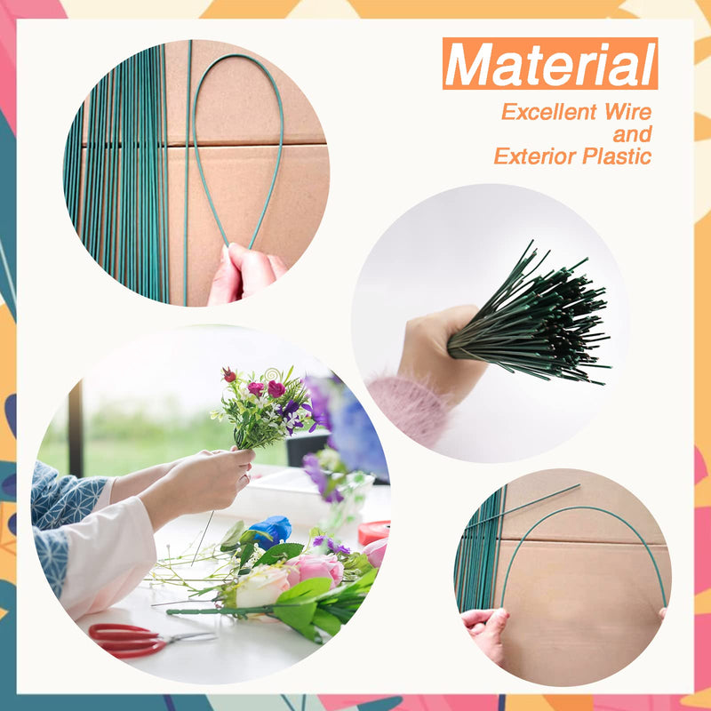 200 Pcs Floral Flower Stem Wire,16 Inch 22 Gauge Flower Paper Wrapped Wire,Green Crafting Floral Stem for Flower Arrangements DIY,Bouquent Stem Wrapping and Crafts - NewNest Australia