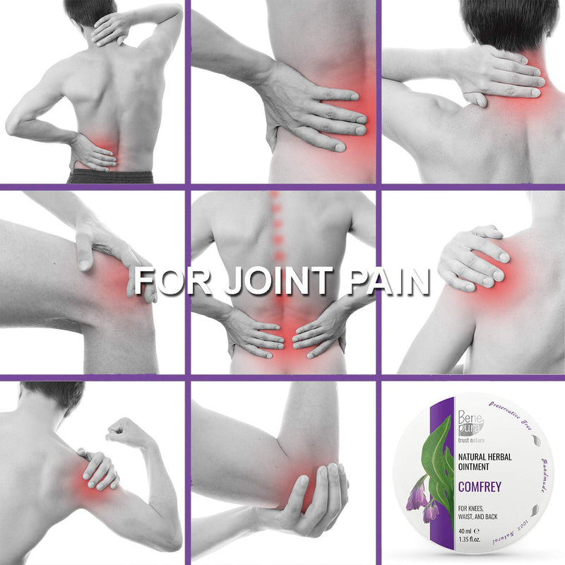 BenePura Comfrey Ointment for Muscle Pain Relief - Natural Comfrey Cream for Back Pain Relief, Joint Pain Relief, Knee Pain Relief, Neck Pain Relief - Muscle Rub Pain Relief Cream - 40 ml - NewNest Australia