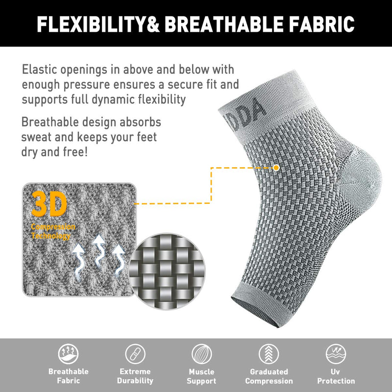 AVIDDA Plantar Fasciitis Socks with Heels Arch Supports, Compression Sleeves Ideal for Arthritis Pain Relief and Suitable for Sports, Ankle Supports for Men and Women Grey-1-M M Grey Pair - NewNest Australia