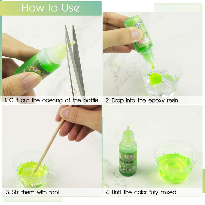 LET'S RESIN Epoxy Resin Dye,15 Color Translucent Epoxy Resin Pigment,Non-Toxic Concentrated Epoxy Resin Paint Each 0.35oz,Liquid Resin Colorant for Resin Coloring,Epoxy Resin,Resin Molds - NewNest Australia
