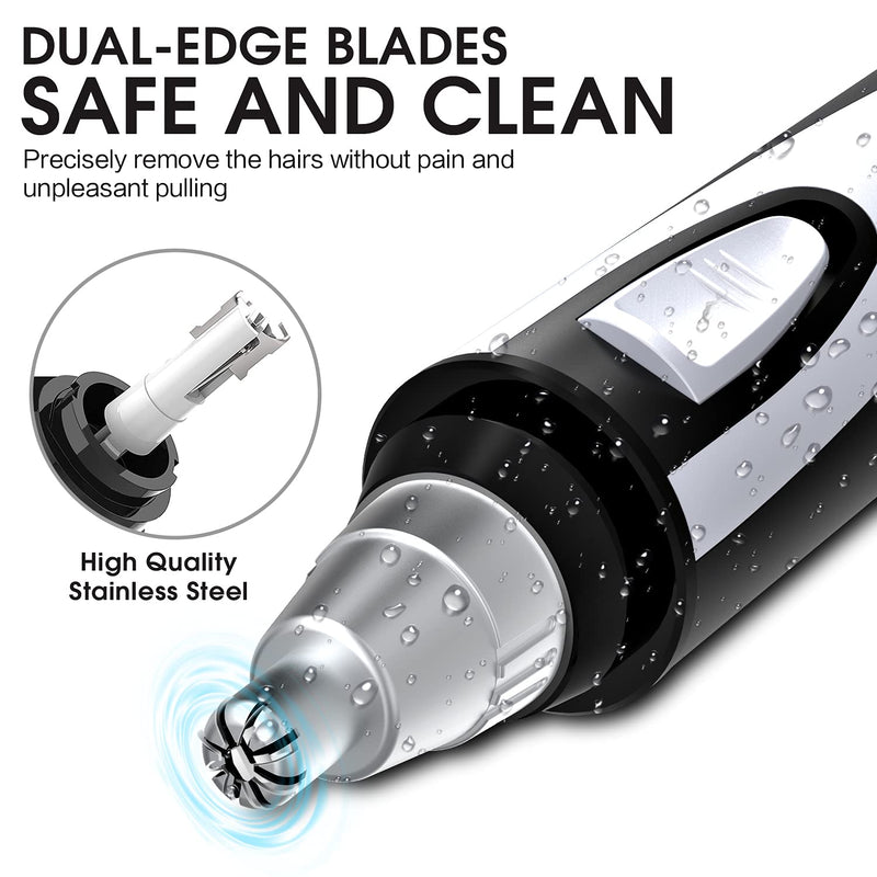 Ear and Nose Hair Trimmer Clipper - 2021 Professional Painless Eyebrow & Facial Hair Trimmer for Men Women, Battery-Operated Trimmer with IPX7 Waterproof, Dual Edge Blades for Easy Cleansing Black - NewNest Australia