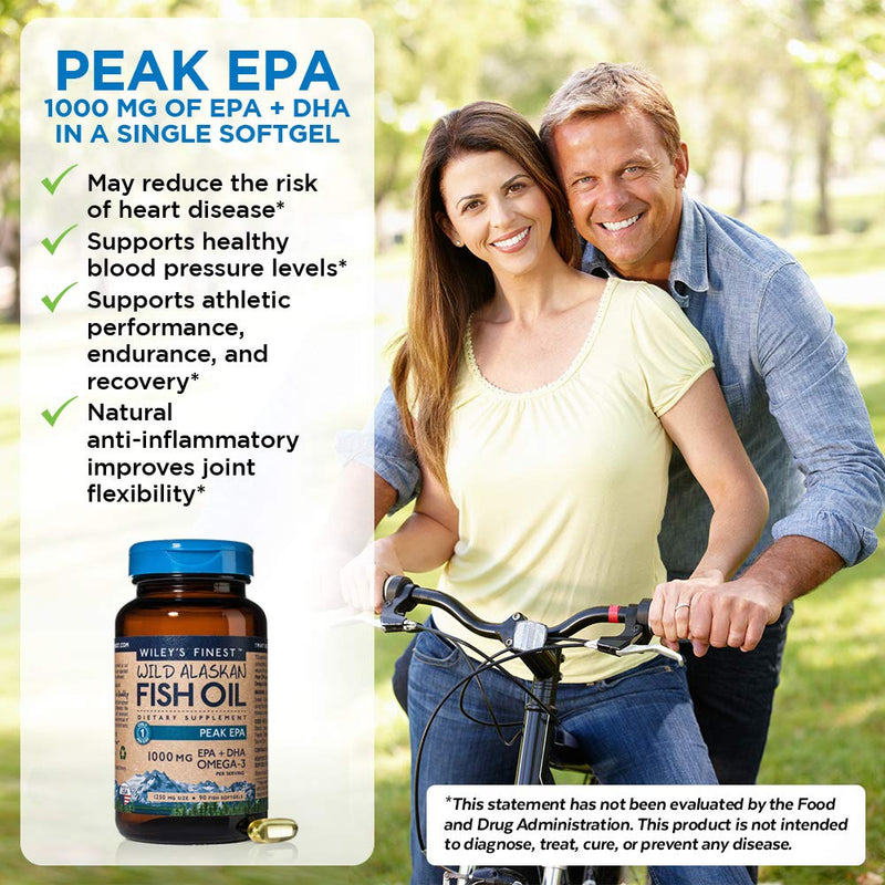 Wiley's Finest Wild Alaskan Fish Oil - 3X Triple Strength Peak EPA DHA, 1000mg Omega-3s, SQF-Certified, 30 Softgels 30 Count (Pack of 1) - NewNest Australia