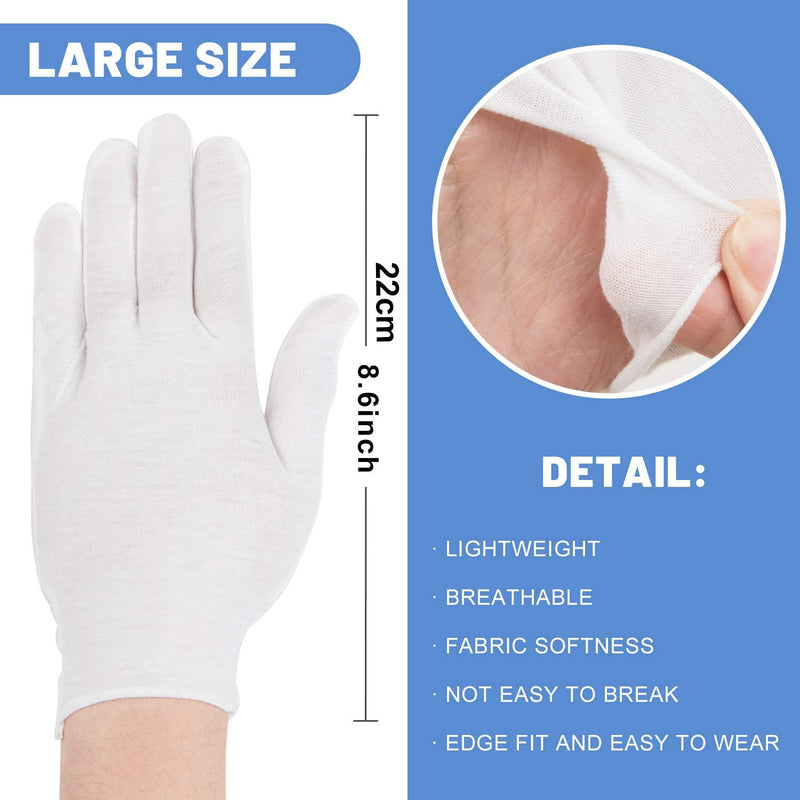 100% Cotton Moisturising and Protective Gloves for Eczema, Sensitive Dry Irritated Skin, Overnight Hand Cream Lotion Protection, Cosmetic, Spa Therapy, One Size Fits Men and Women (2 Pairs, 4 Gloves) 2 Pairs (4 Gloves) - NewNest Australia