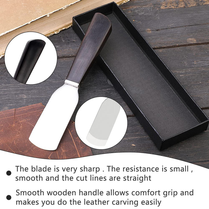 Professional Leather Craft Cutting Knife, Round Skiver Knife, DIY Craft Knife Sharping Skiving Tool High-Carbon Steel Blade Sandalwood Handle - NewNest Australia