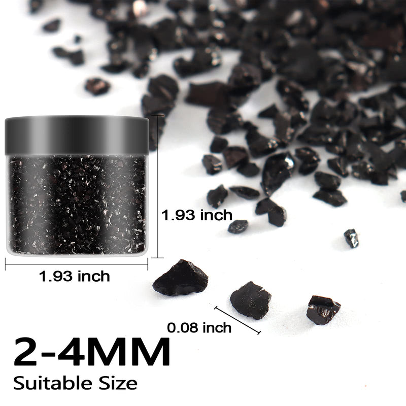 Renfio Broken Crushed Glass Glitter Shards Crush 2-4mm Irregular Small Metallic Chunky Chips High Luster Craft Sequins Gravel for DIY Phone Case Geode Resin Art Coasters Ornament 3.5 Oz (100g) - Black 3.5oz (100g) - NewNest Australia