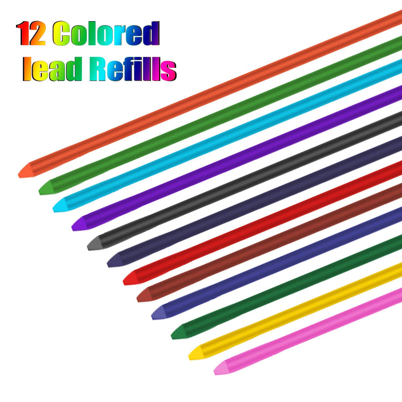Jovitec 21 Pieces 2.0 mm Mechanical Pencil Set, 9 Pieces Automatic Pencils and 12 Cases Refills (Color and Black) for Draft Drawing, Writing, Crafting, Art Sketching - NewNest Australia