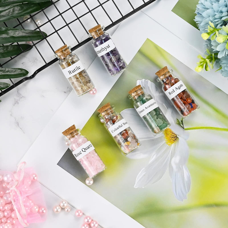 12Pcs Crystals Gemstone Bottles Set, Healing Crystal Tumbled Stones Collection Kit Natural Quartz Gravel Wishing Bottle, Reiki, Healing, Meditation, DIY Decorations 12 Colors - NewNest Australia