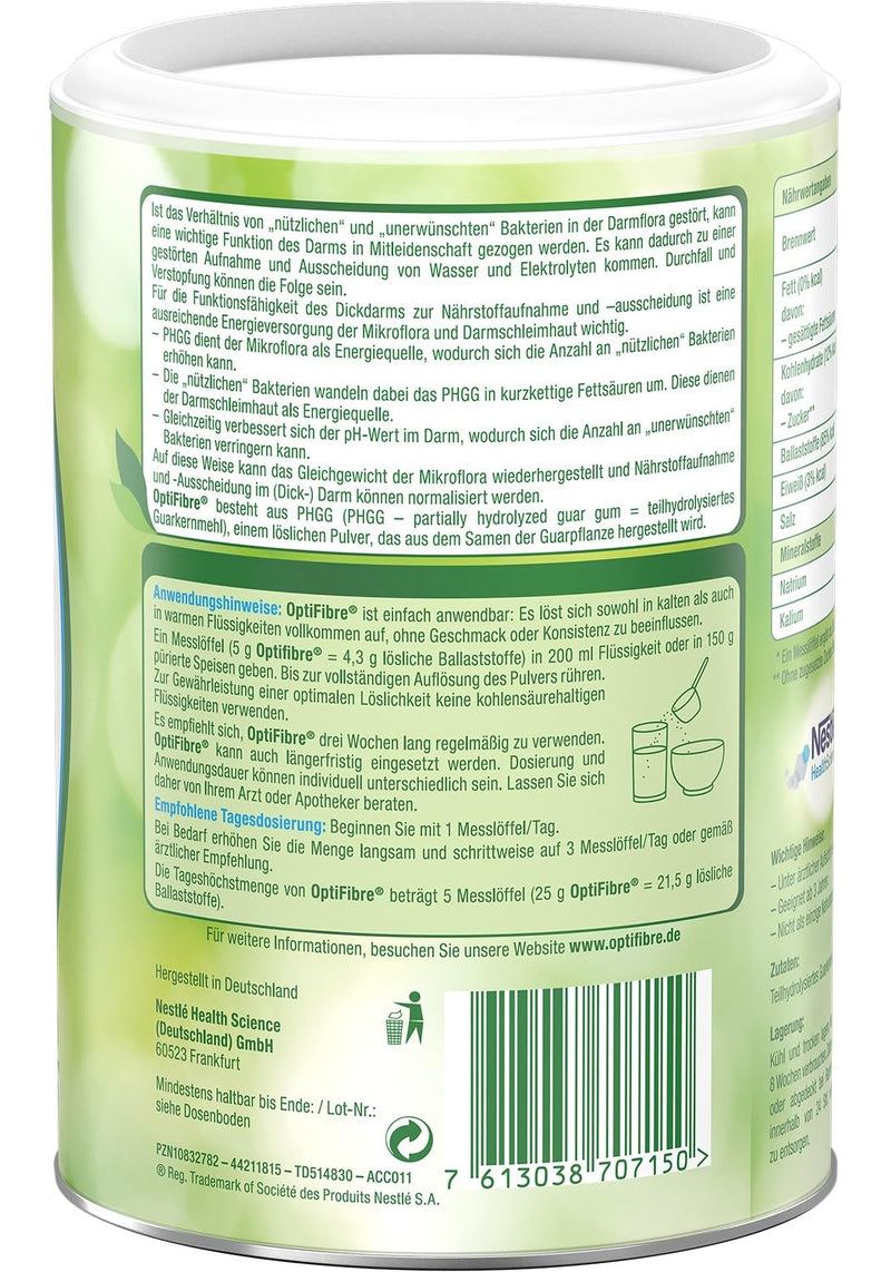 OptiFibre 250g can of soluble fiber for irritated intestines, can restore the intestinal flora and normalize nutrient absorption. 100% plant-based, neutral in taste, easily soluble without swelling - NewNest Australia