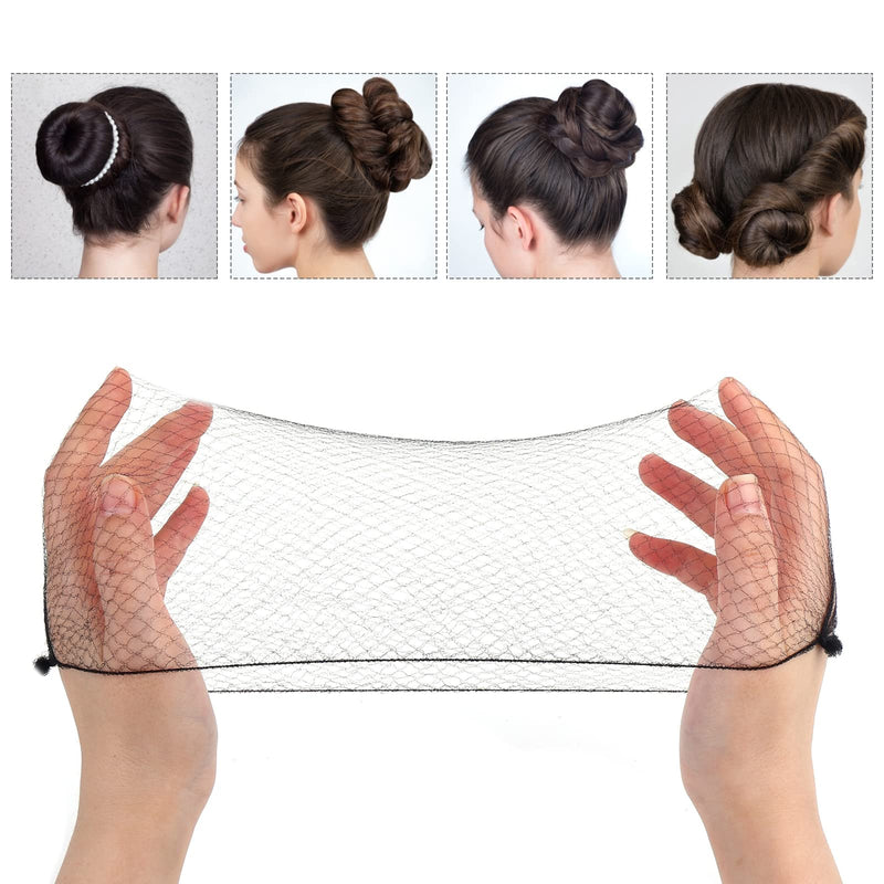 Prasacco Bun Nets,20 Pcs Individual Package Invisible Hair Nets 20 Inch Reusable Nylon Hair Nets for Buns Invisible Elastic Edge Mesh for Ballet Bun Sleeping Women Wig Black - NewNest Australia