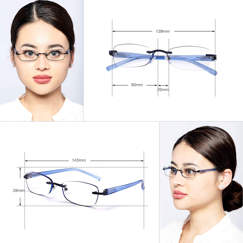 FEIVSN 3-Pack Rimless Reading Glasses For Women, Lightweight Spring Hinge Readers, Classic Elegant Artistic Eyeglasses UV 400 Set 01: Mix 3 Pairs(top Selling) 1.0 x - NewNest Australia