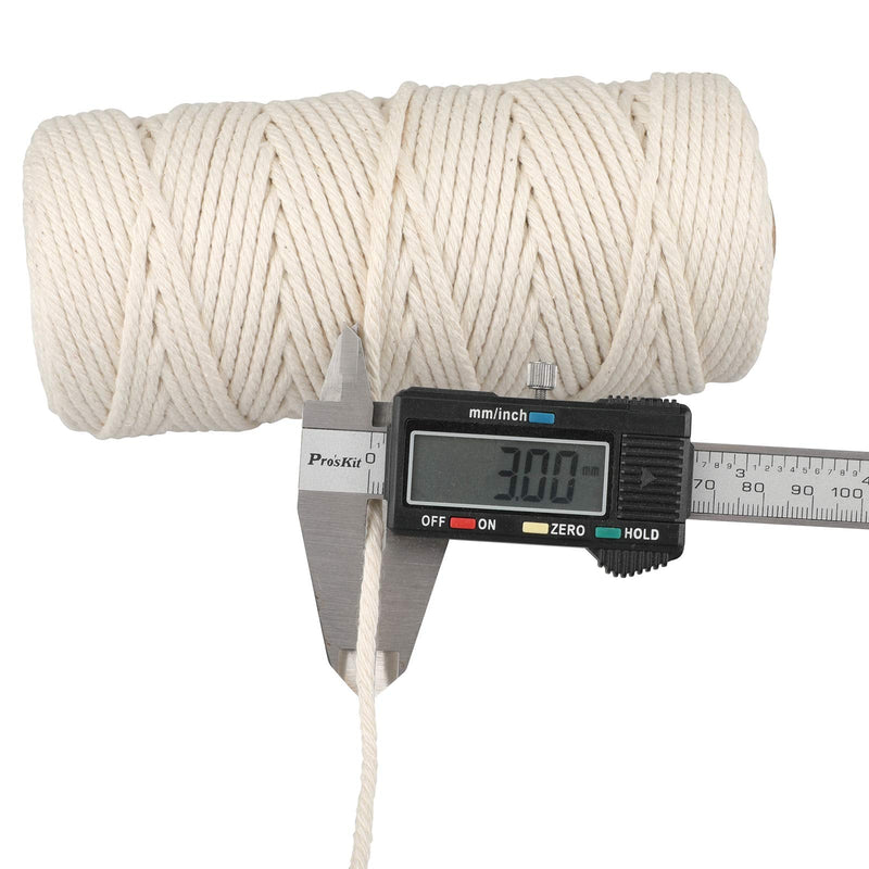 Macrame Cord,3mm x 328 Feet Cotton Twine String Cord,Natural White Cotton Rope Craft String for DIY Knitting Plant Hangers Christmas Wedding Décor (Beige) 3mm x 328 Feet Beige - NewNest Australia