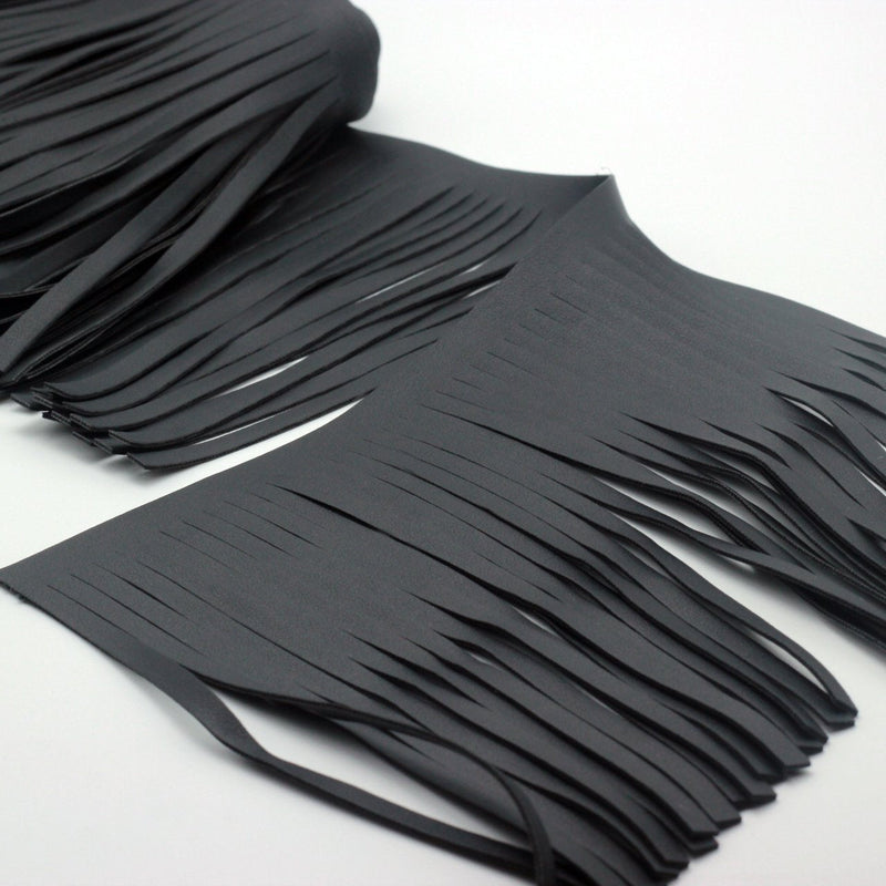 Brazil Faux Leather Fringe Trims 6" Wide Black Color for Extender Garments Bags Sewing & Craft Supply (1 Yard) 1 Yard - NewNest Australia