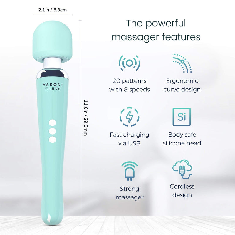 Yarosi Wireless Massage Stick  Strongest Therapeutic Vibration Power  Stress Free  Top Rated Muscle Pain and Recovery After Your Exercise Program  USB  Curve  Green - NewNest Australia