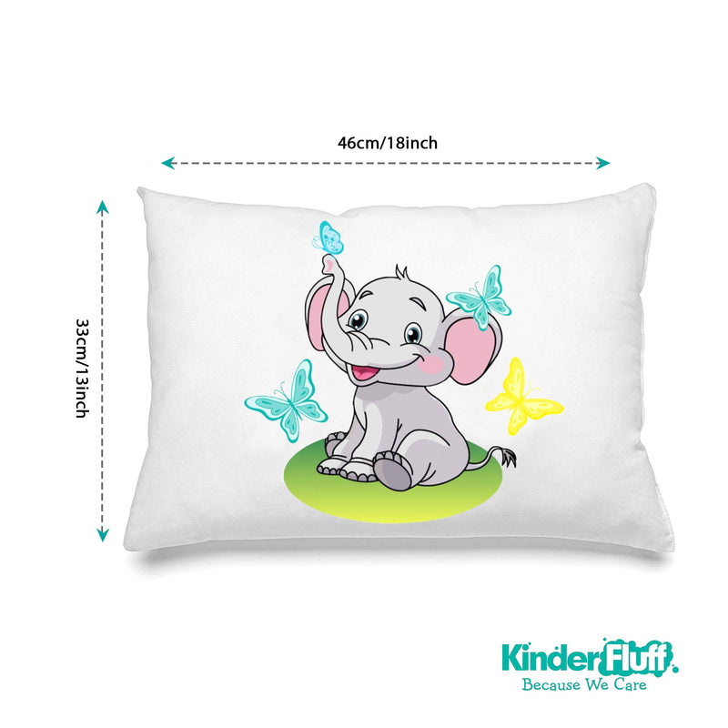 Kinder Fluff Toddler Pillow with Pillowcase Elephant Design -100% Soft Cotton Shell & Premium Down Alternative Fill. 13"x18" Durable, Hypoallergenic & Machine Washable. Baby Pillow & Case for baby,kid - NewNest Australia