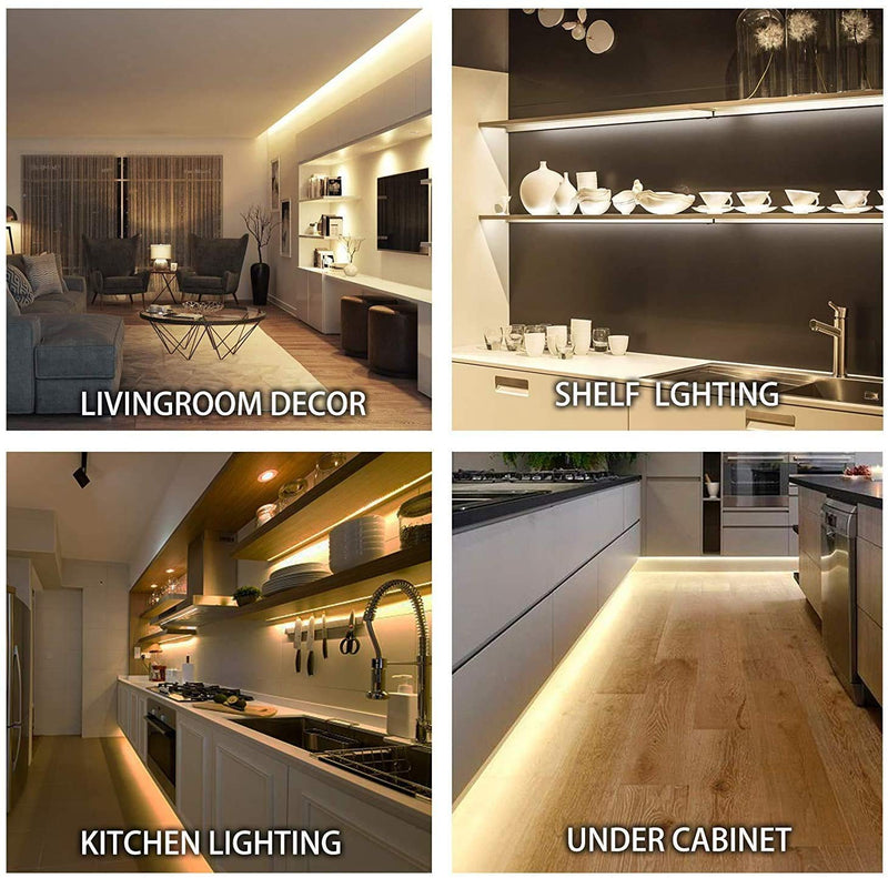 MYPLUS Under Cabinet Led Lighting, 16.4ft LED Strip Lights Kit with Dimmer Control for Kitchen, Cabinet, Shelf, Counter, Bedroom and Décor, Warm White 3000K, 1050LM Warm White/3000k 16.4FT/5M - NewNest Australia
