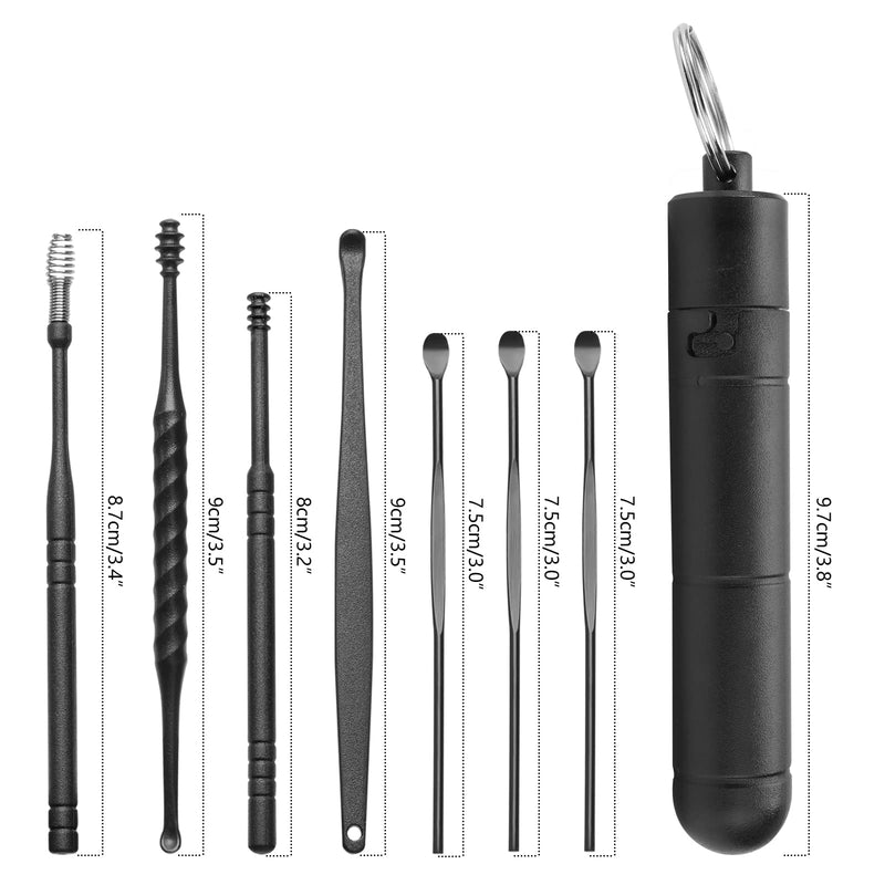 Ear Wax Remover Kit, Ear Cleaner Tool, Stainless Steel Ear Cleaner, Ear Wax Remover, Cleaning Set, Ear Care For Children And Adults, With Storage Box, Black, Pack Of 7 - NewNest Australia
