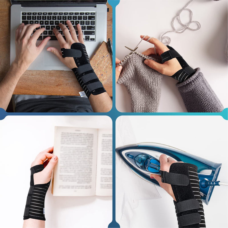 Actesso Breathable Wrist Splint Wrist Support - Relief for Carpal Tunnel Syndrome, Sprains, RSI and Tendinitis/Tendonitis (Black, M, Right) - NewNest Australia