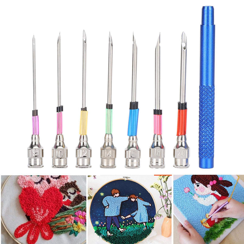Pssopp Steel Embroidery Stitching Needles Sewing Thread Tool Punch Set Knitting Art Needle with Handle for DIY Handmaking Decoration Craft - NewNest Australia
