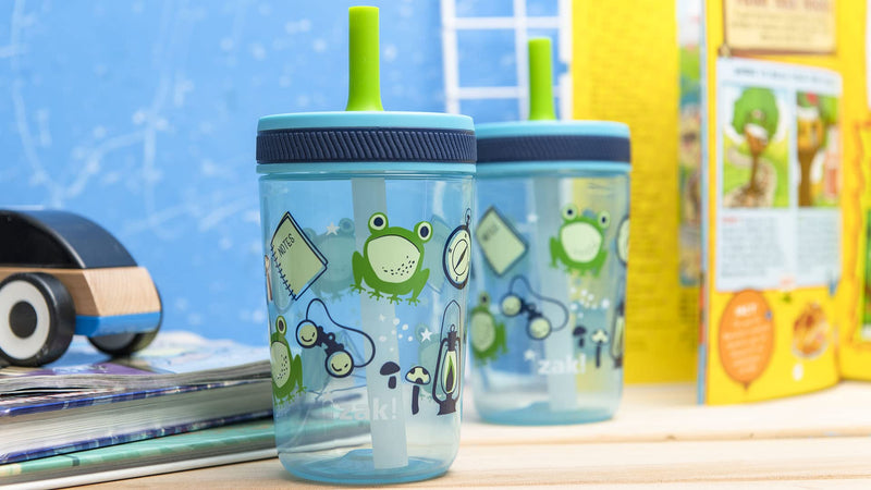 Zak Designs Kelso 15 oz Tumbler 2pc Set, ( Campout ) Non-BPA Leak-Proof Screw-On Lid with Straw Made of Durable Plastic and Silicone, Perfect Baby Cup Bundle for Kids - NewNest Australia