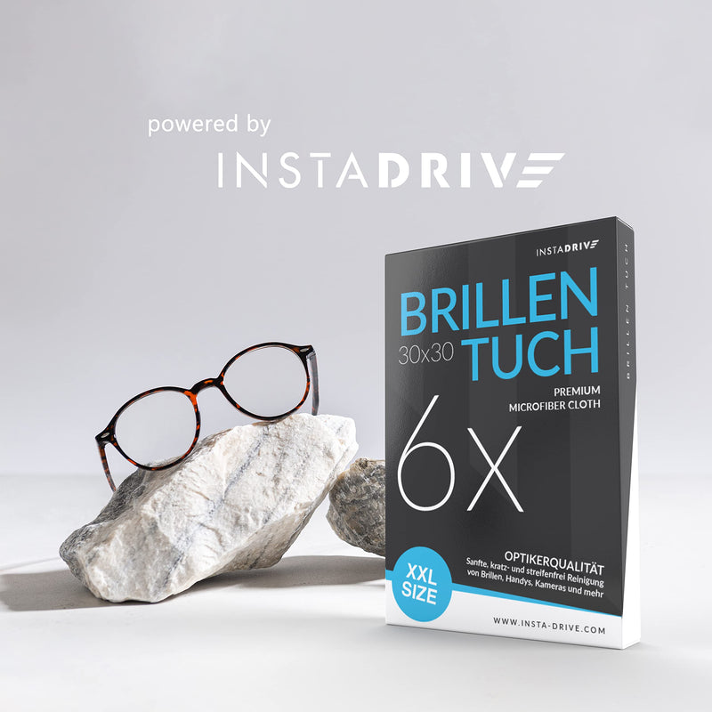 INSTADRIVE XXL 6 glasses cloths 30x30cm - glasses cleaning cloths made of microfiber for professional glasses cleaning (glass cloths) - NewNest Australia