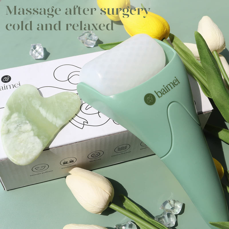 BAIMEI Ice Roller for Face and Gua Sha Facial Tools, Ice Face Roller Reduces Puffiness Migraine Pain Relief-Fern - NewNest Australia
