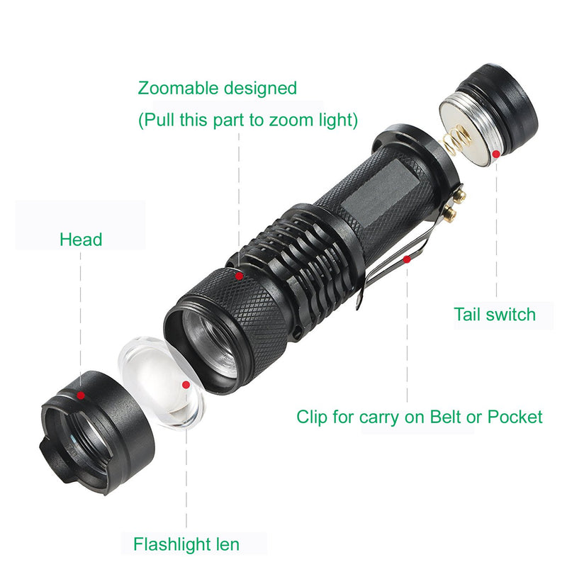 WAYLLSHINE Single Mode Green LED Flashlight, Hunting Light Mini Green Light Flashlight, 1 Mode Green Flashlight, Green Flashlight Torch for Hunting Night Observation - NewNest Australia