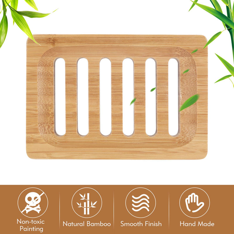 Bamboo Soap Dish, REVO 2 Pack Rustic Bar Soap Holder for Bathroom Sink Shower Kitchen, Natural Wooden Tray for Soap, Sponges - NewNest Australia