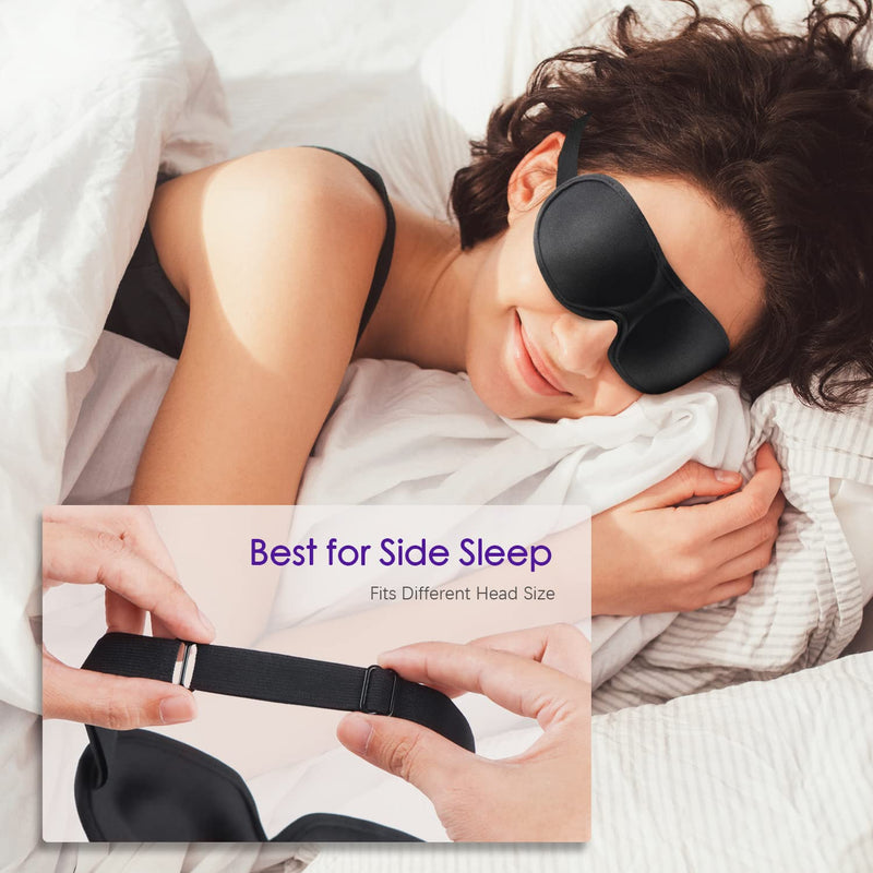 SLIJAR 3D Eye Mask Comfortable and Lightweight Sleep Mask for Side Sleepers Breathable Blackout Sleeping Mask with Adjustable Strap Travel Accessories Essentials - NewNest Australia