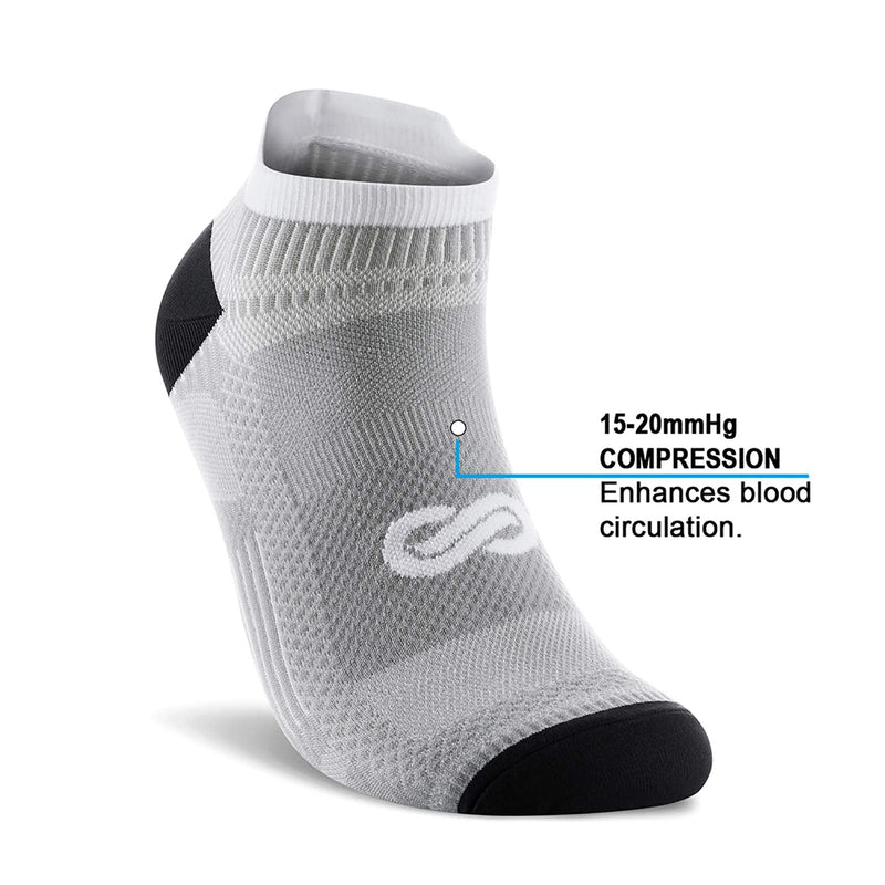 PAPLUS Ankle Compression Sock for Men and Women 2/4/6 Pairs, Low Cut Compression Running Sock with Ankle Support Black+ Grey (4 Pairs) Large-X-Large - NewNest Australia