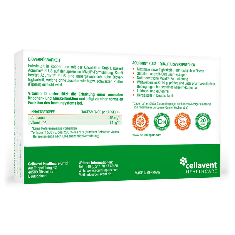 Turmeric Capsules High Dose by Acurmin Plus - Micellar Curcumin C14 Certified - Piperine Free 4260346850196 60.00 - NewNest Australia
