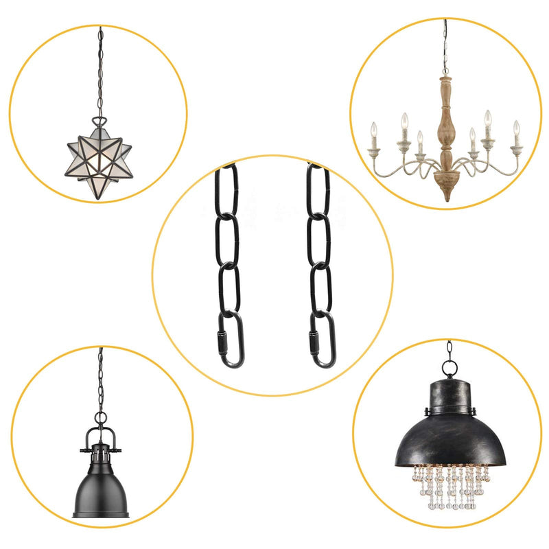 ECUDIS 6 Feet Black Pendant Light Fixture Chain, Lighting Hanging Chain Extension with Connection Locks, Heavy Duty Lighting Chain Replacement for Chandelier, Plants, Fruit Basket (6 Feet Black) 6 Feet Black-NEW - NewNest Australia