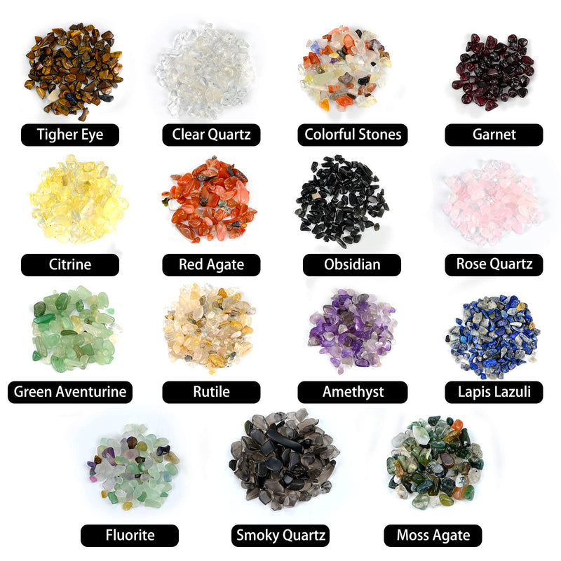 15Pcs Crystals Gemstone Bottles Set, Healing Crystal Tumbled Stones Collection Kit Natural Quartz Gravel Wishing Bottle, Reiki, Healing, Meditation, Chakra Balancing Ritual 15 Colors - NewNest Australia
