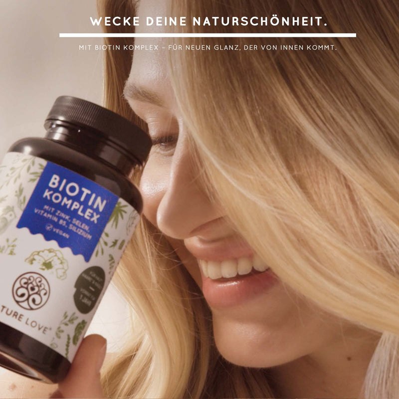 Biotin complex - with zinc, selenium, silicon & vitamin B5 - high dose with 10,000µg biotin - 365 tablets for hair, skin and nails - hair vitamins in a year's supply - vegan & laboratory tested - NewNest Australia