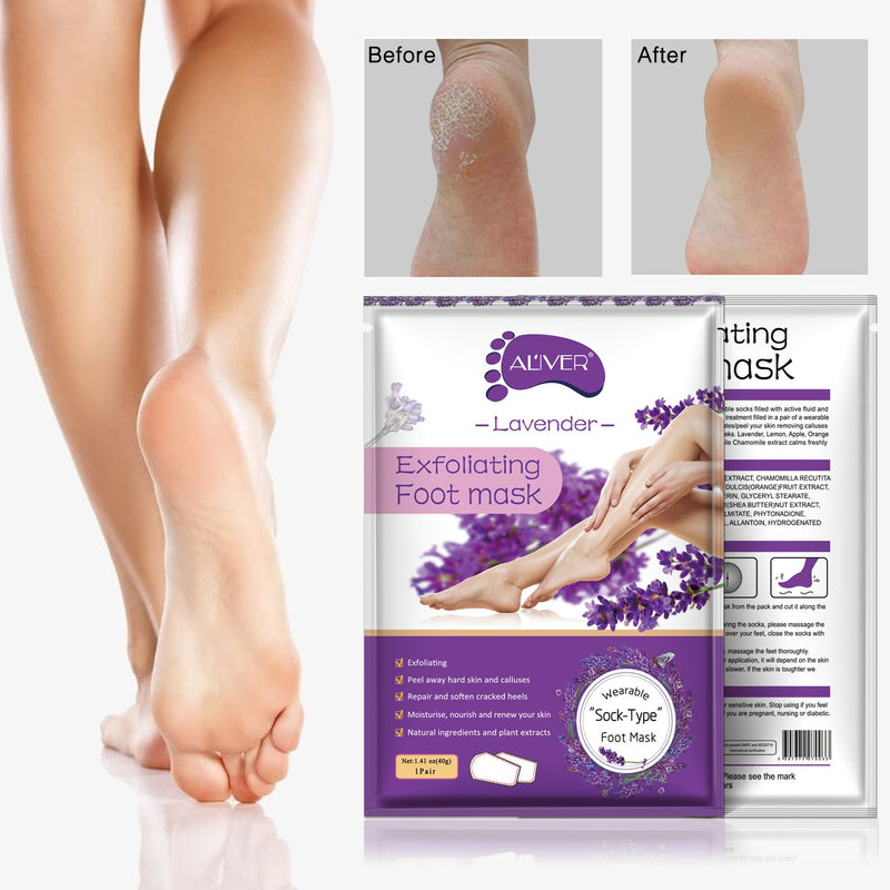 Foot Peel Mask 5Pack, Foot Mask for Hard Skin, Feet Exfoliating Socks for Calluses - Pedicure Hard Skin Remover, Foot Peeling Socks for Men and Women (Lavender) - NewNest Australia