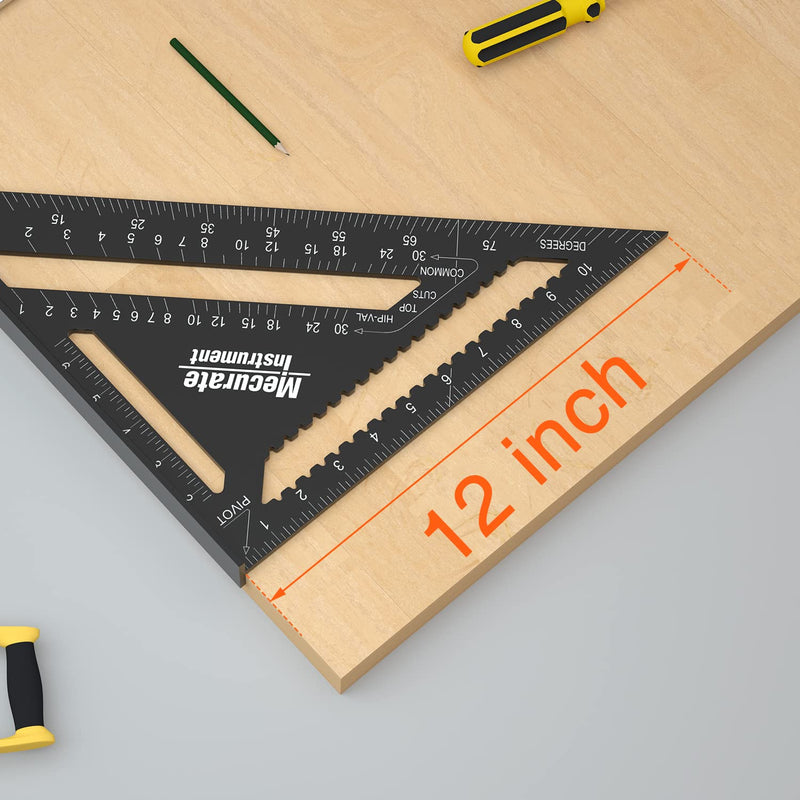 Mecurate Rafter Square, 12 inch Triangle Carpenter Square Die-cast Aluminum for Woodworking and Carpentry - NewNest Australia