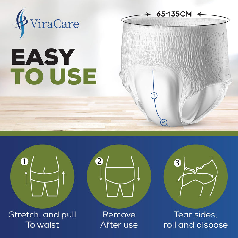 10 x Incontinence Pants Men & Women | with Wetness Indicator & Soft-Stretch Waistband | Adult Nappies | Waist Size Medium 65-135 cm | Adult Diapers | (1 Pack of 10) 1 Pack of 10 - NewNest Australia