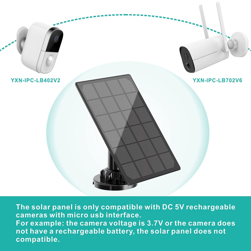 Solar Panel for Wireless Outdoor Security Camera Compatible with DC 5V Rechargeable Battary Powered Surveillance Cam, Continuous Solar Power for Camera(No Camera) - NewNest Australia