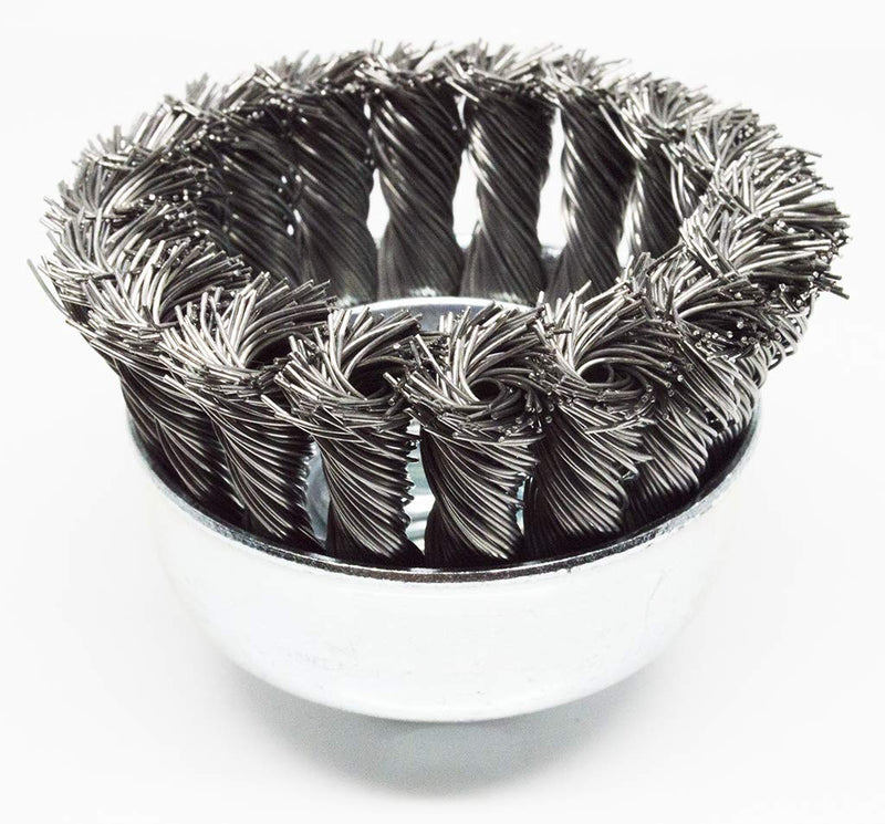 Benchmark Abrasives 2-3/4" Oxidation Resistant Knotted Cup Brush with 5/8"-11 Inch Arbor Coarse Grit - Carbon Steel Wire - NewNest Australia