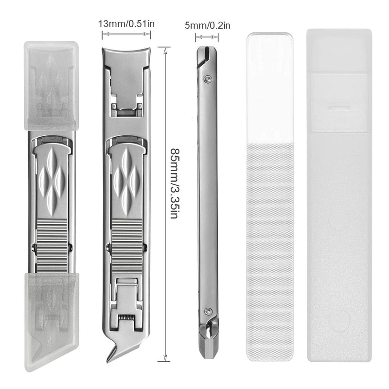 VOGARB Portable Nail Clippers For Thick Nails Ultra Thin Foldable Wide Jaw Opening Cutter With Safety Lock Double Head Curved and Bevel Trimmer For Toenail Fingernail Travel Design (Silver) Silver - NewNest Australia