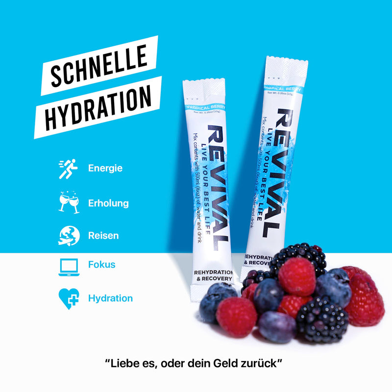 Revival Rapid Rehydration, Electrolyte Powder - High Strength Vitamin C, B1, B3, B5, B12 Supplement Sachet Drink, Effervescent Electrolyte Hydration Tablets - 12 Pack Mojito - NewNest Australia