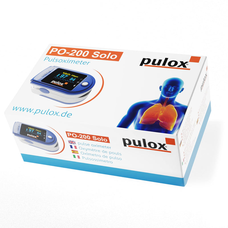 Pulse oximeter PULOX PO-200 Solo in blue Finger pulse oximeter for measuring the pulse and oxygen saturation on the finger - NewNest Australia
