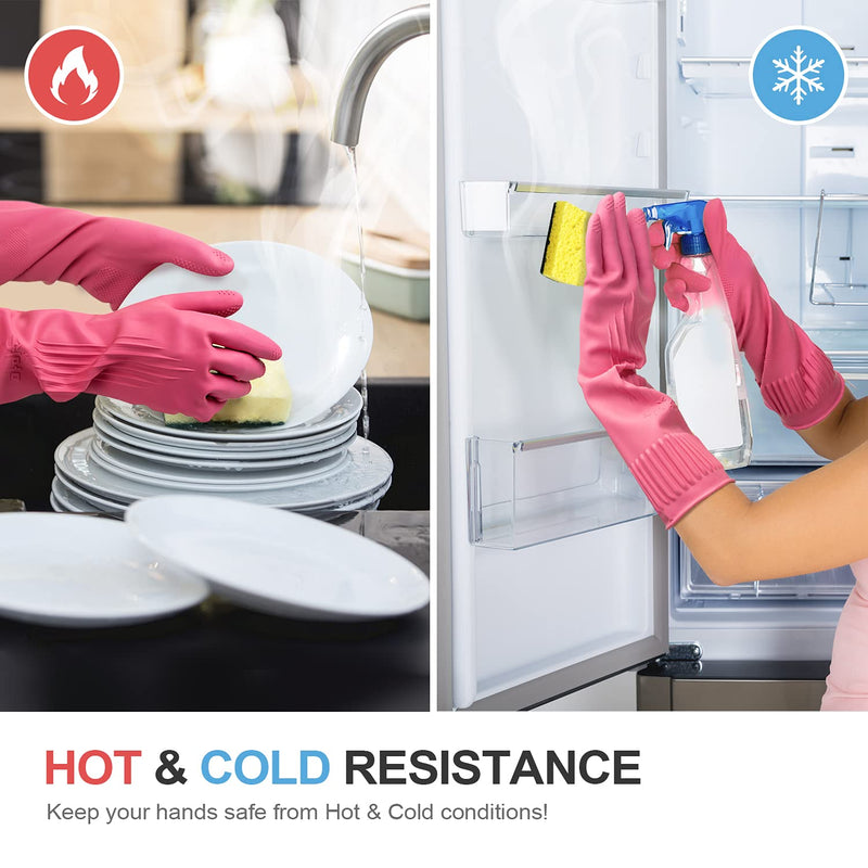 DABOGOSA Mamison 2 Pairs Reusable Waterproof Household Dishwashing Cleaning Rubber Gloves, Non-Slip Kitchen Glove(Medium) - NewNest Australia