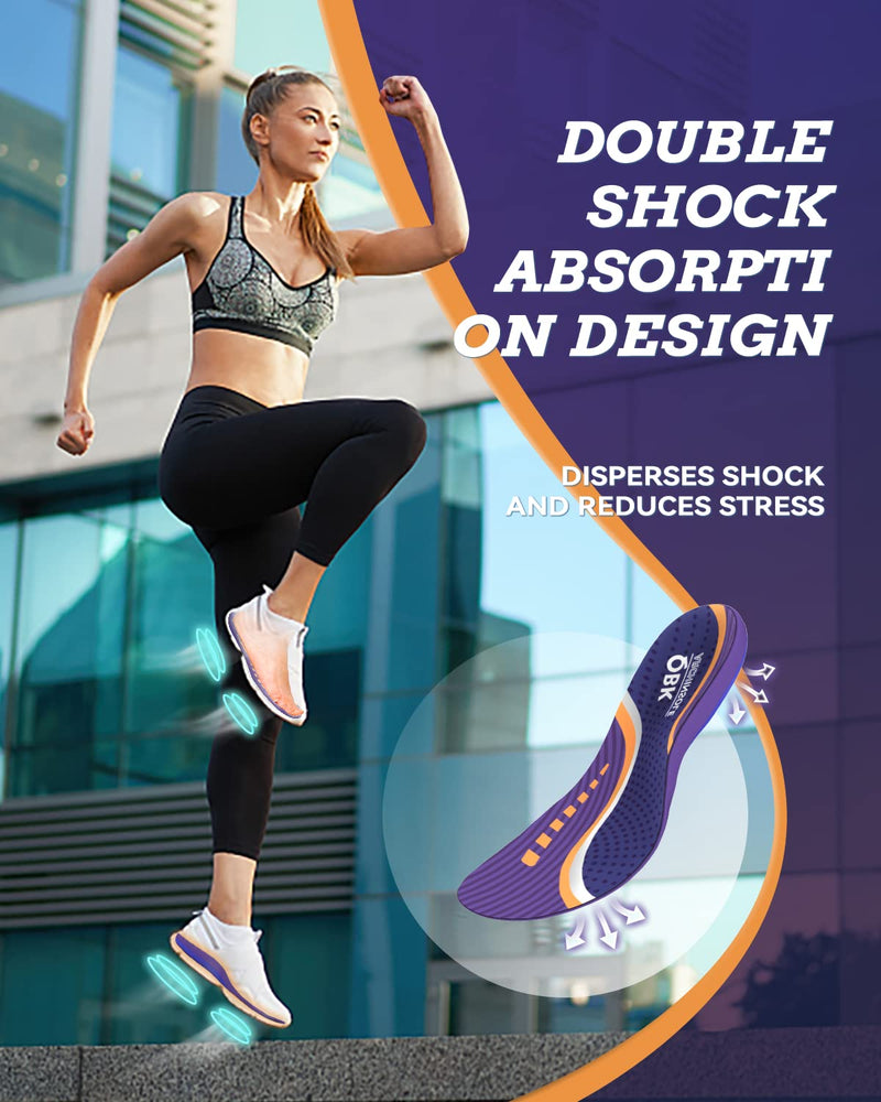 Insoles for arched splayfoot, QBK Orthotic Inserts for heel pain, supination, heel spurs, back pain, Achilles tendonitis, anti-fatigue, comfort S Purple S: Women38-40 - NewNest Australia