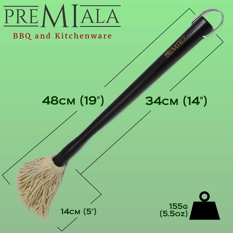 NewNest Australia - Premiala Versatile Basting Brush Mop Kit - with Removable Cotton Mop and Silicon Brush Heads! Replaces Moisture and Adds Flavor! Best BBQ Mop for Succulent BBQ Meat! 