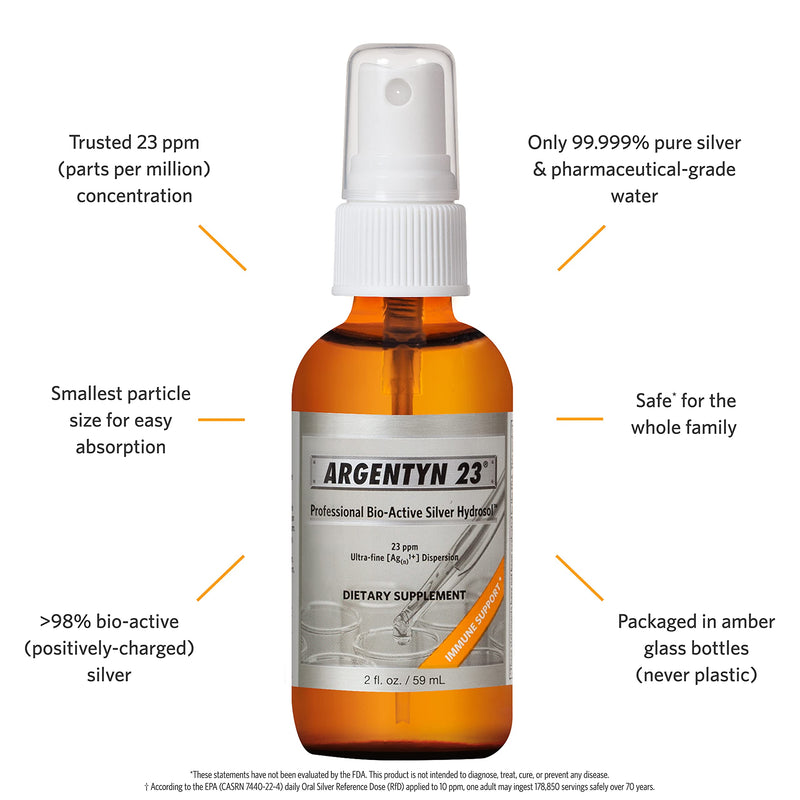 Argentyn 23® Professional Formula Bio-Active Silver Hydrosol for Immune Support* – 2 oz. (59 mL) Fine Mist Spray – Colloidal Silver – Colloidal Minerals - NewNest Australia