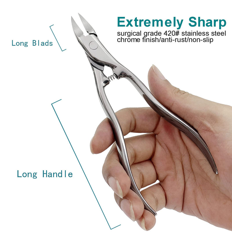 VOGARB Nail Clippers Set For Thick/Ingrown Nails Toenail 5pcs in 1 Large Long Handle Trimmer Wide Opening Cutter Heavy Duty Professional Podiatrist Pedicure Tool For Adult Seniors(JCDK5PS) Jcdk5ps - NewNest Australia